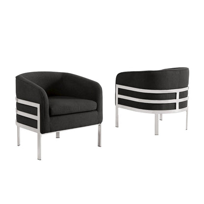 Single Teddy Fabric Black Barrel Chair
