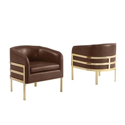 Single Mocha Leathaire Barrel Chair