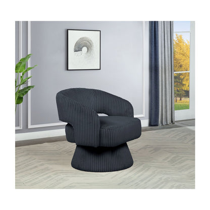 Dark Grey Velvet Swivel Accent Barrel Chair