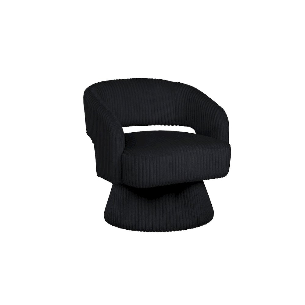 Black Velvet Swivel Accent Barrel Chair