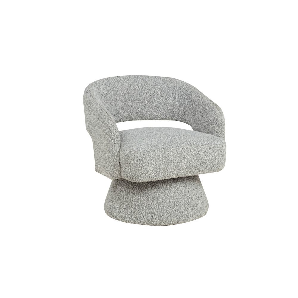 Rich Gray Boucle Swivel Accent Barrel Chair