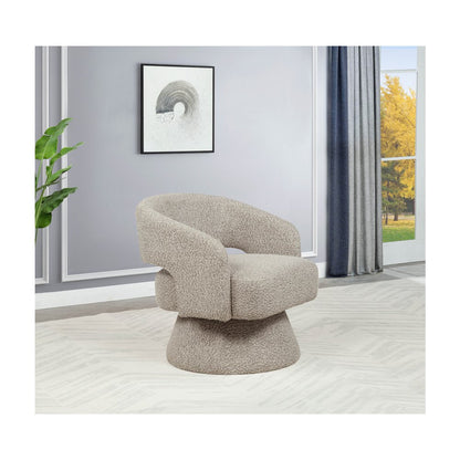 Gray Boucle Swivel Accent Barrel Chair
