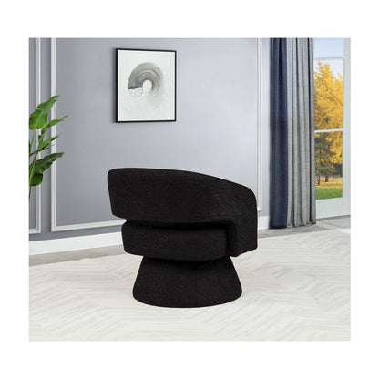 Black Boucle Swivel Accent Barrel Chair
