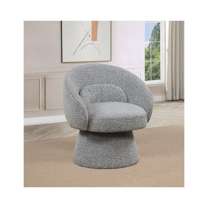 Rich Gray Boucle Swivel Accent Chair/Lumbar Pillow