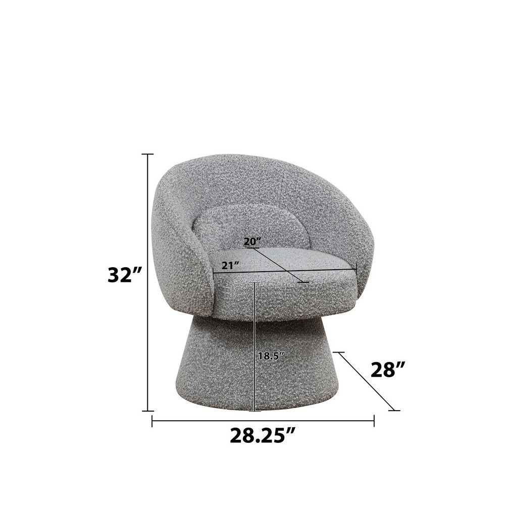 Rich Gray Boucle Swivel Accent Chair/Lumbar Pillow