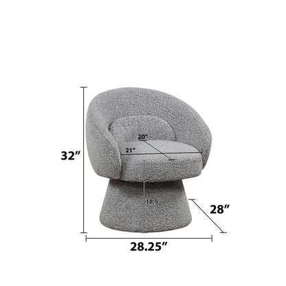 Rich Gray Boucle Swivel Accent Chair/Lumbar Pillow