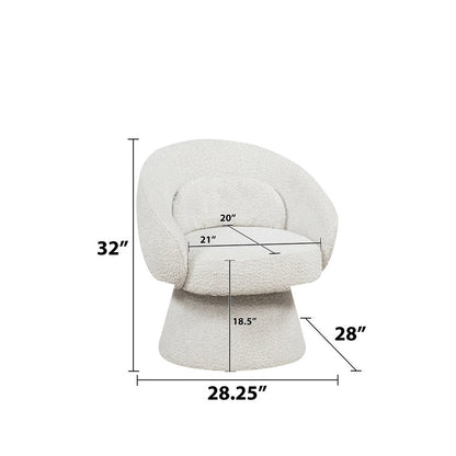 Cream Boucle Swivel Accent Chair/Lumbar Pillow