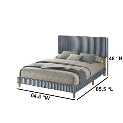 Queen size panel bed with wooden legs in Gray color