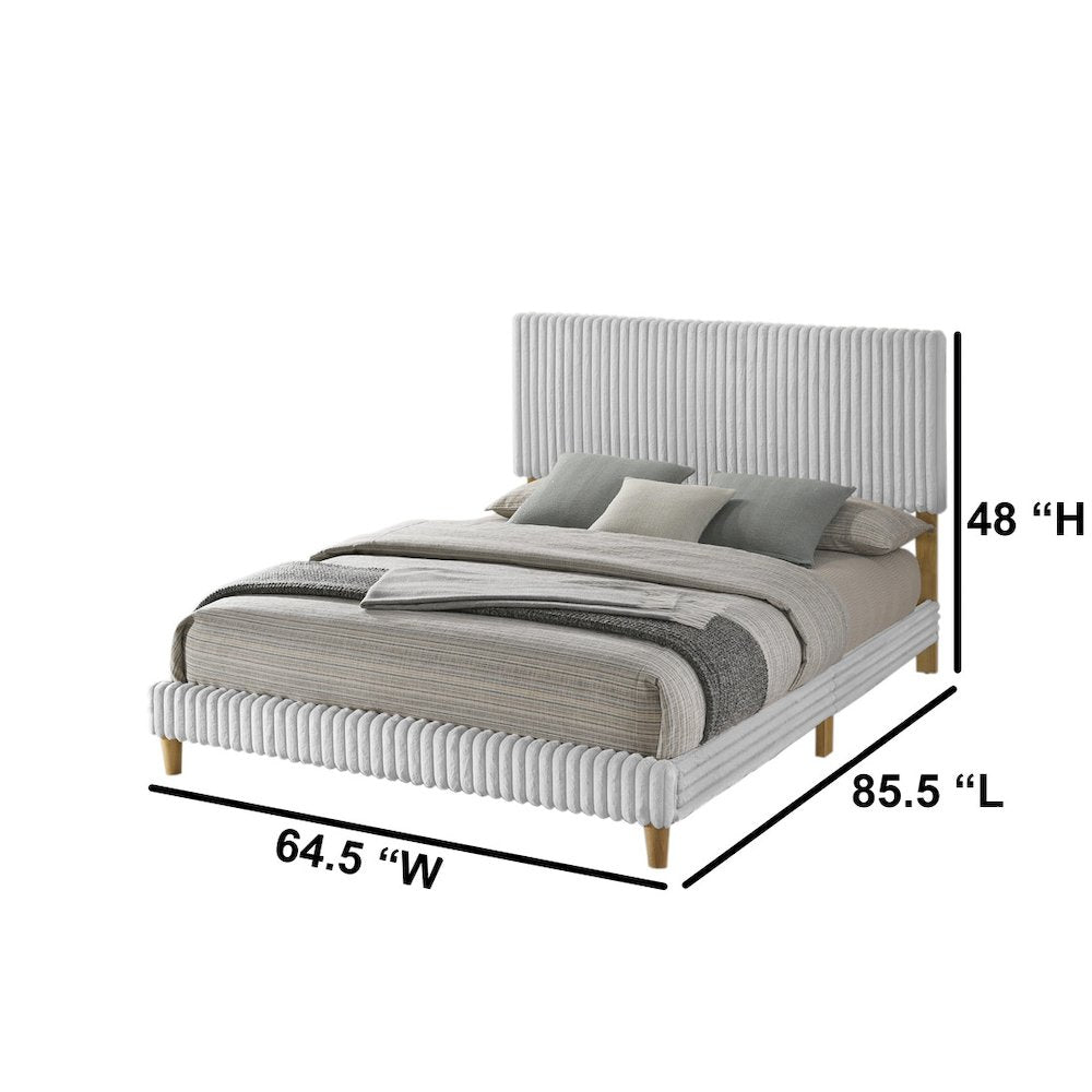 Queen size panel bed with wodden legs in Light gray color