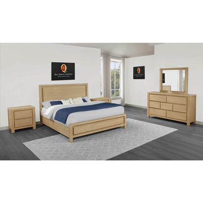 5pc Rubber Wood Light Oak Natural Finish Eastern King Bedroom Set