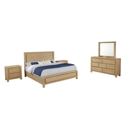 5pc Rubber Wood Light Oak Natural Finish Eastern King Bedroom Set