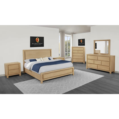 6pc Rubber Wood Light Oak Natuiral Finish Eastern King Bedroom Set