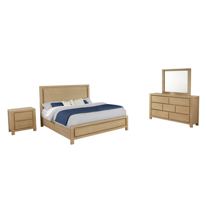 4pc Rubber Wood Light Oak Natuiral Finish Eastern King Bedroom Set