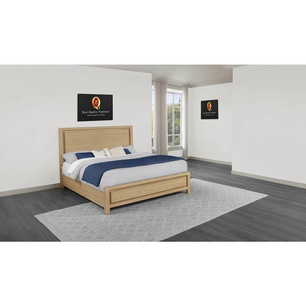 Eastern King Rubber Wood Light Oak Natuiral Finish Bed Frame