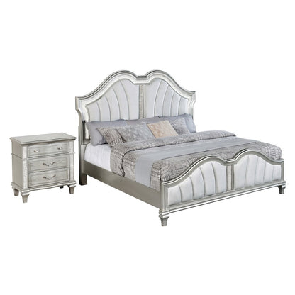 2 Piece Silver Eastern King Panel Bedroom Set ( Ekb+Nightstand)