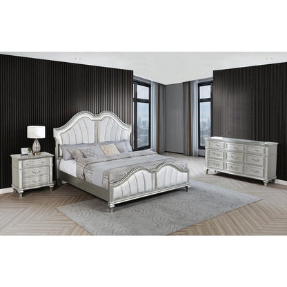 3 Piece Silver Eastern King Panel Bedroom Set ( Ekb+Dresser+Nightstand)