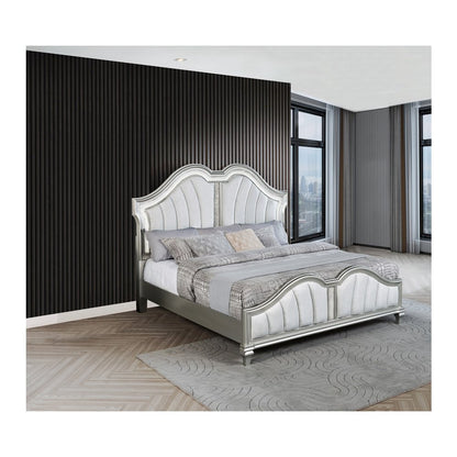 Eastern King Silver Panel Bed In Silver Color