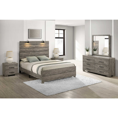 5Pc Modern Full Size Panel Bedroom Set In Antique Gray Color