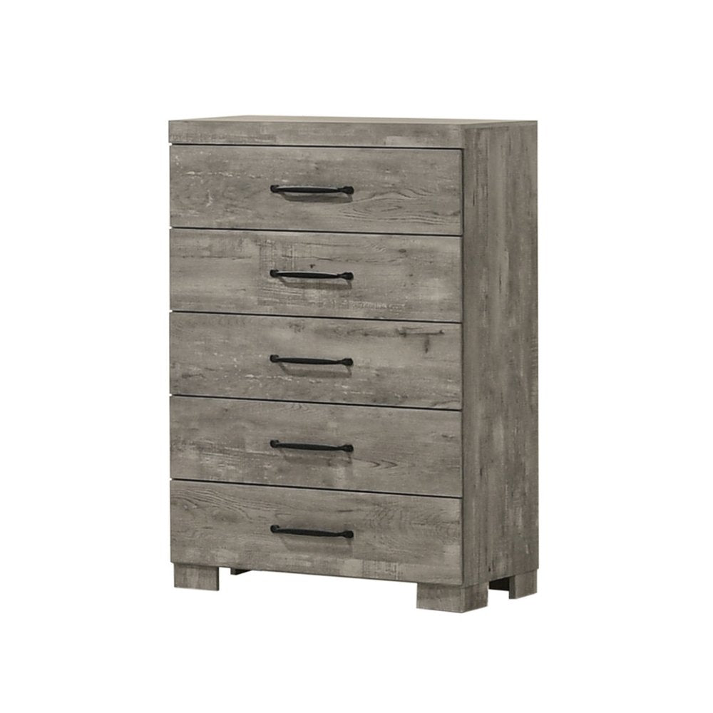 Modern 5-Drawer Chest In Antique Gray Color