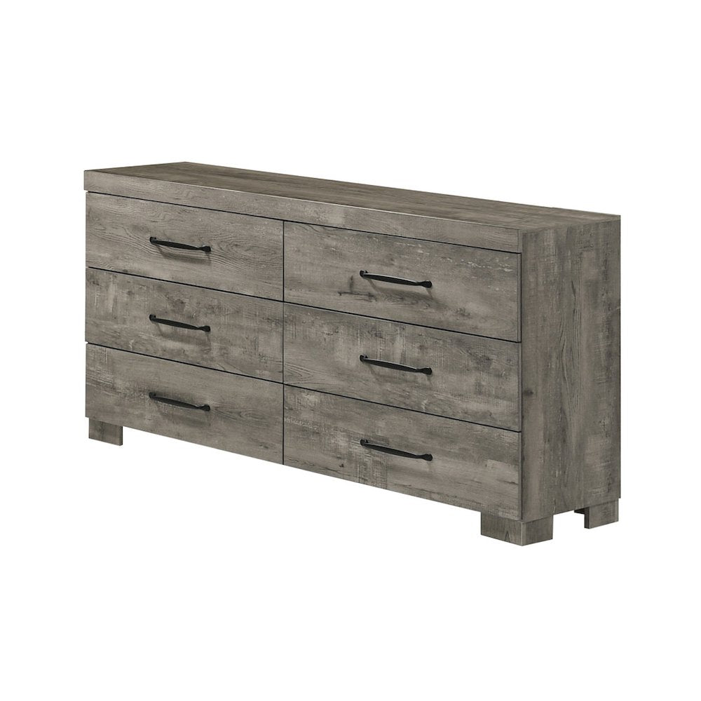 Modern 6-Drawer Dresser In Antique Gray Color