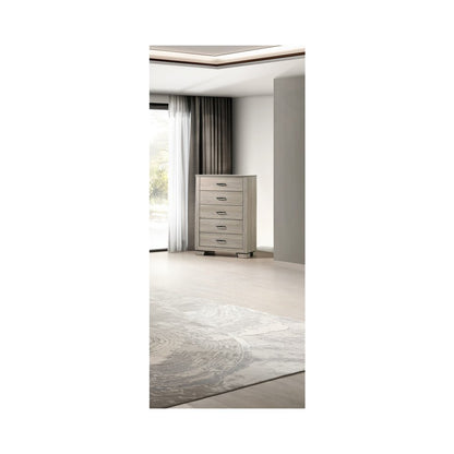 Greige Rustic Oak 5-Drawers Chest