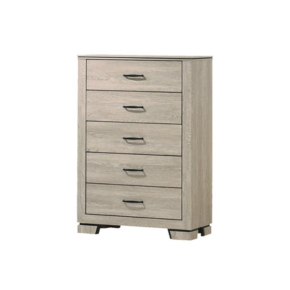 6pc Eastern King Panel Bedroom Set Greige Rustic Oak