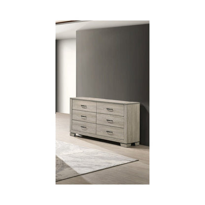 Greige Rustic Oak 6-Drawers Dresser