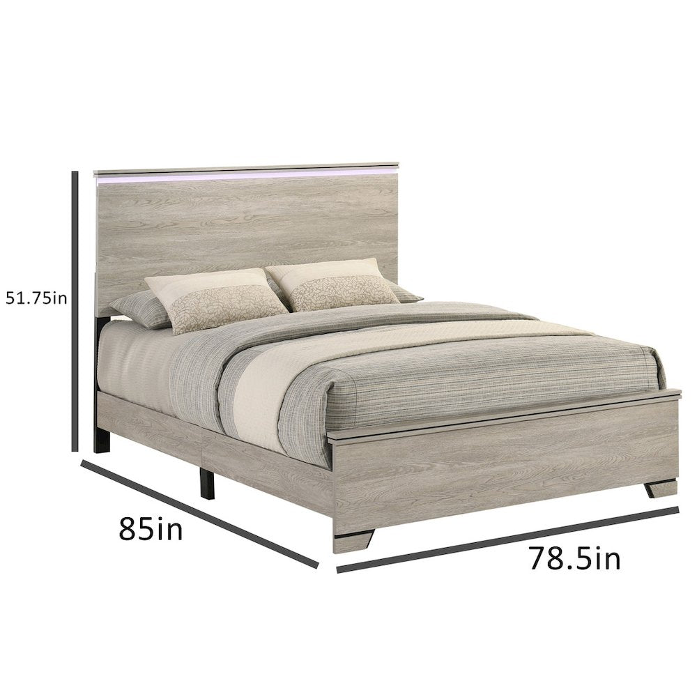 Eastern King Panel Bed Greige Rustic Oak
