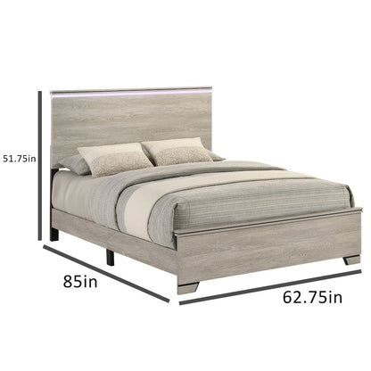 Queen Panel Bed Greige Rustic Oak