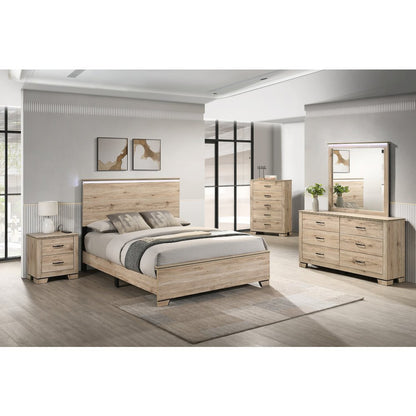 5pc Eastern King Panel Bedroom Set Light Oak