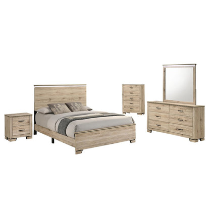 5pc Eastern King Panel Bedroom Set Light Oak
