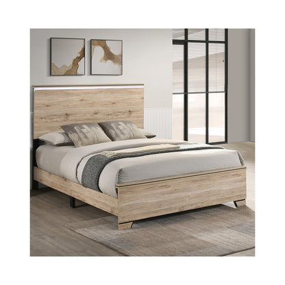 Eastern King Panel Bed  Light Oak