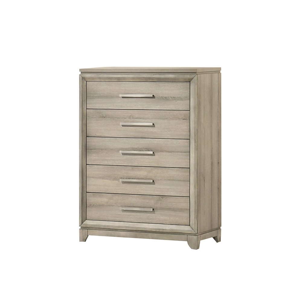 6pc Bedroom Set Weathered Greige (Bed, Dresser, Mirror,2 Nightstand, Chest)