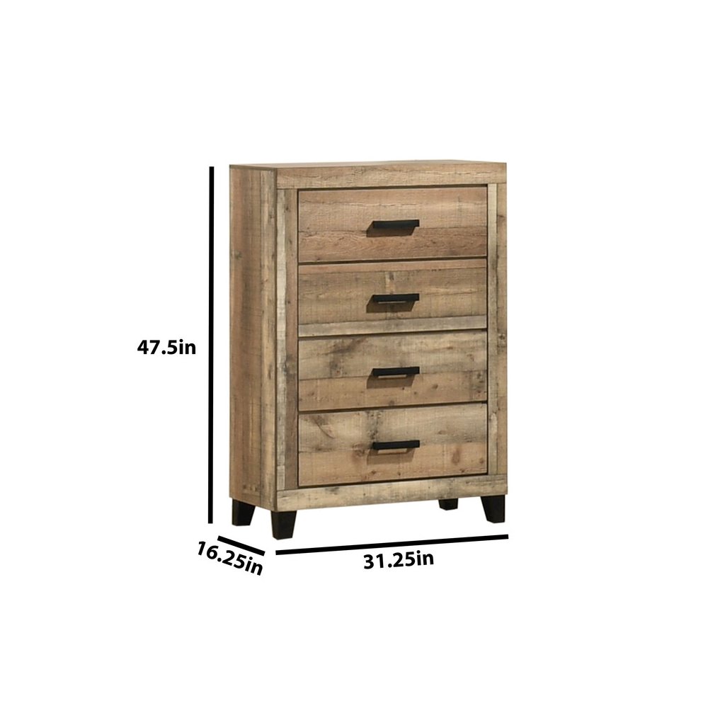 6pc Eastern King Panel Bedroom Set Weathered Brown Pine color