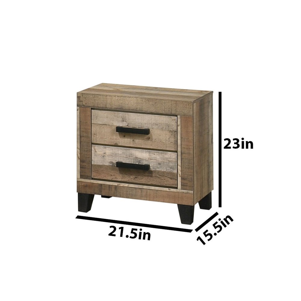 6pc Eastern King Panel Bedroom Set Weathered Brown Pine color