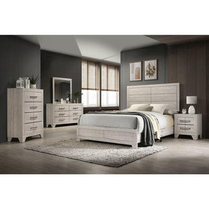 5pc Eastern King Panel Bedroom Set Rustic Gray Oak color