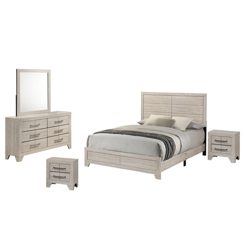 5pc Eastern King Panel Bedroom Set Rustic Gray Oak color