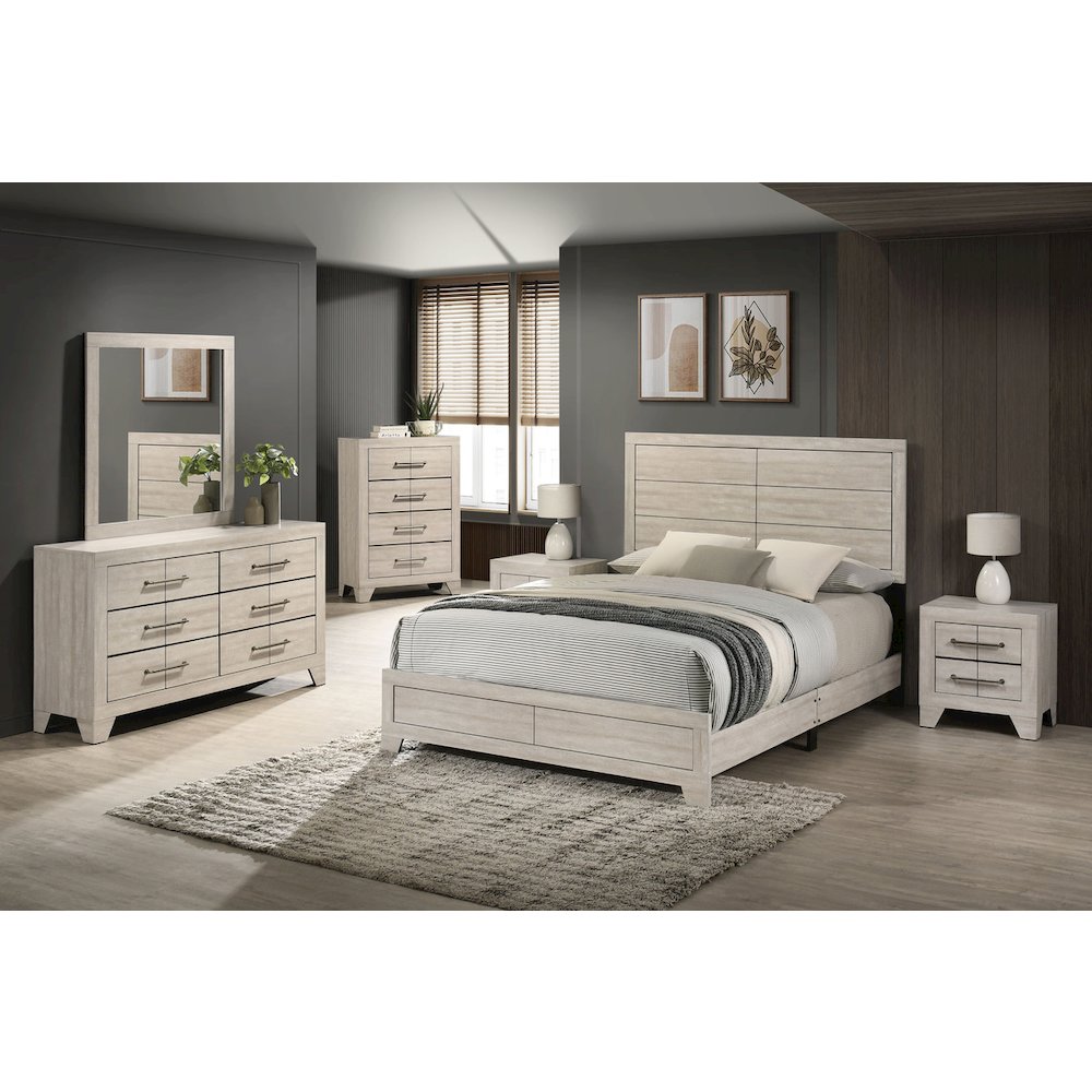 6pc Eastern King Panel Bedroom Set Rustic Gray Oak color