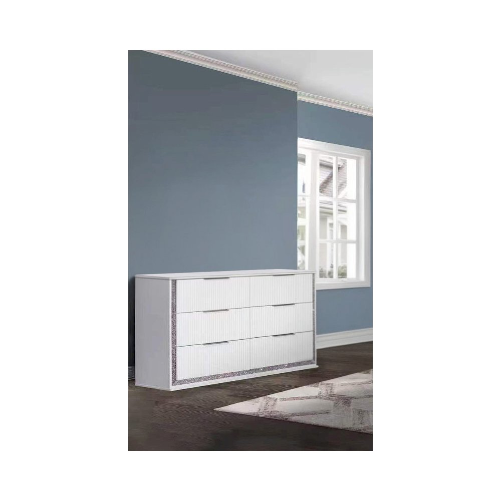 White Horizontal 6 Drawers Dresser