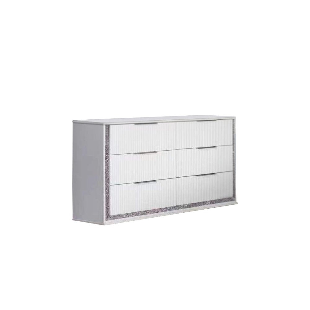 White Horizontal 6 Drawers Dresser