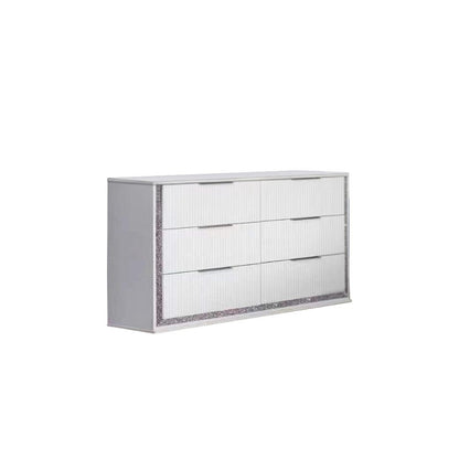 White Horizontal 6 Drawers Dresser