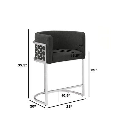 Black With Silver Barstool, Set Of One
