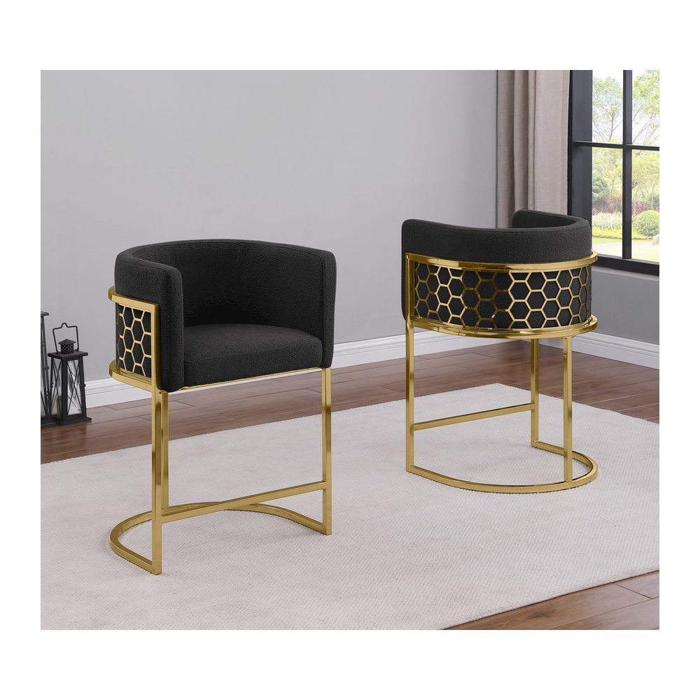 Black With Gold Barstool, Set Of One