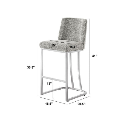 Rich Gray With Silver Base Barstools, Set Of 1