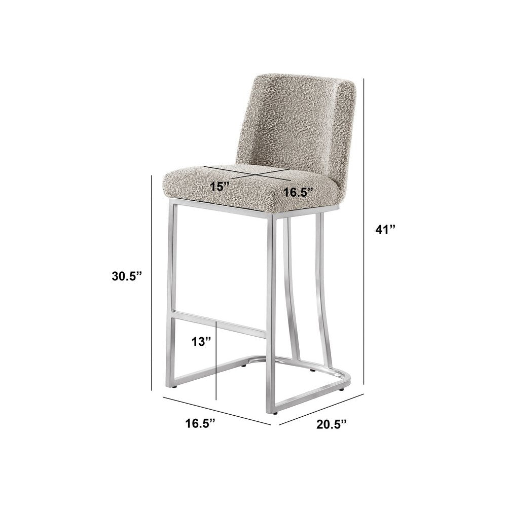 Gray With Silver Base Barstools, Set Of 2
