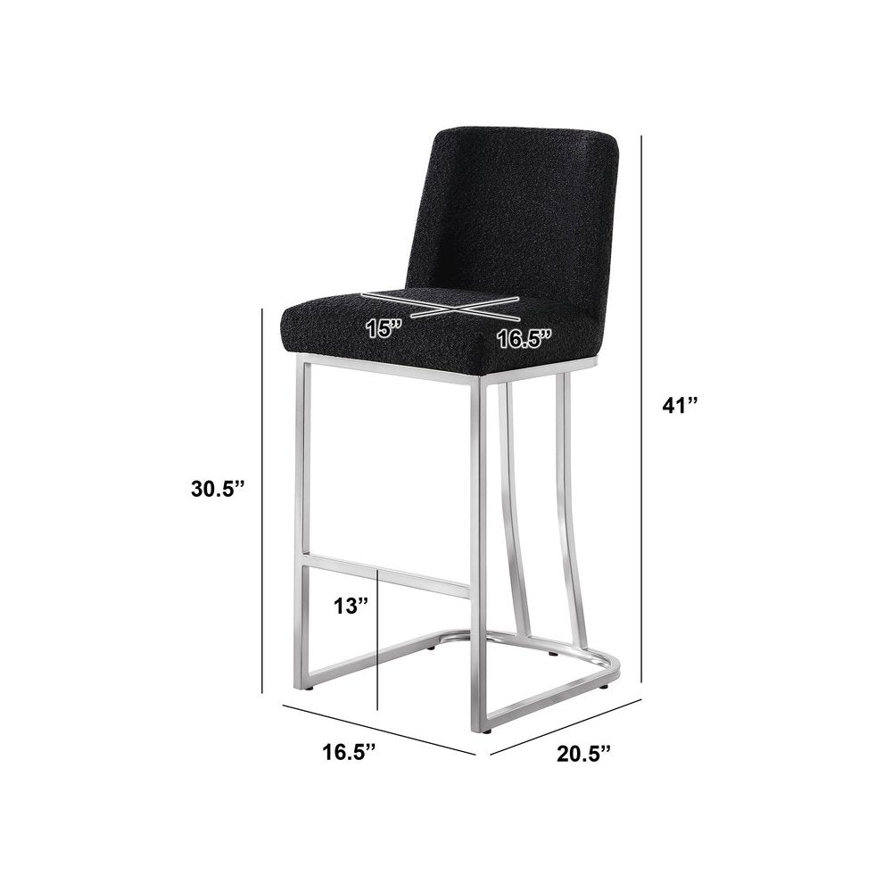 Black With Silver Base Barstools, Set Of 2
