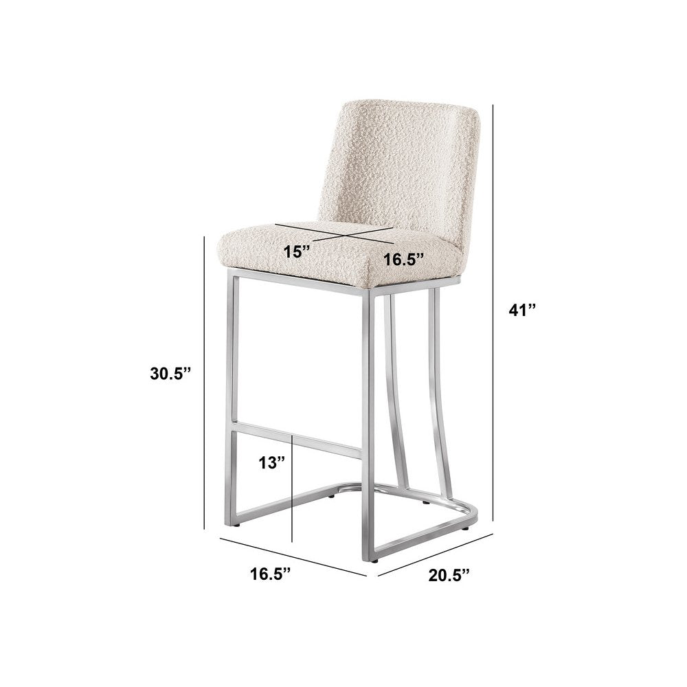 Cream With Silver Base Barstools, Set Of 2