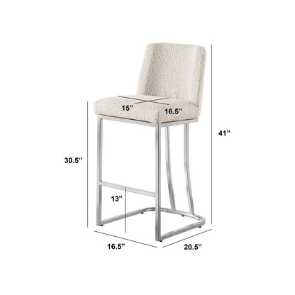 Cream With Silver Base Barstools, Set Of 2