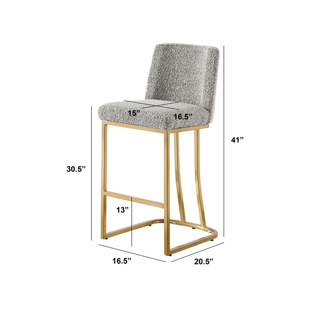 Rich Gray With Gold Base Barstools, Set Of 2