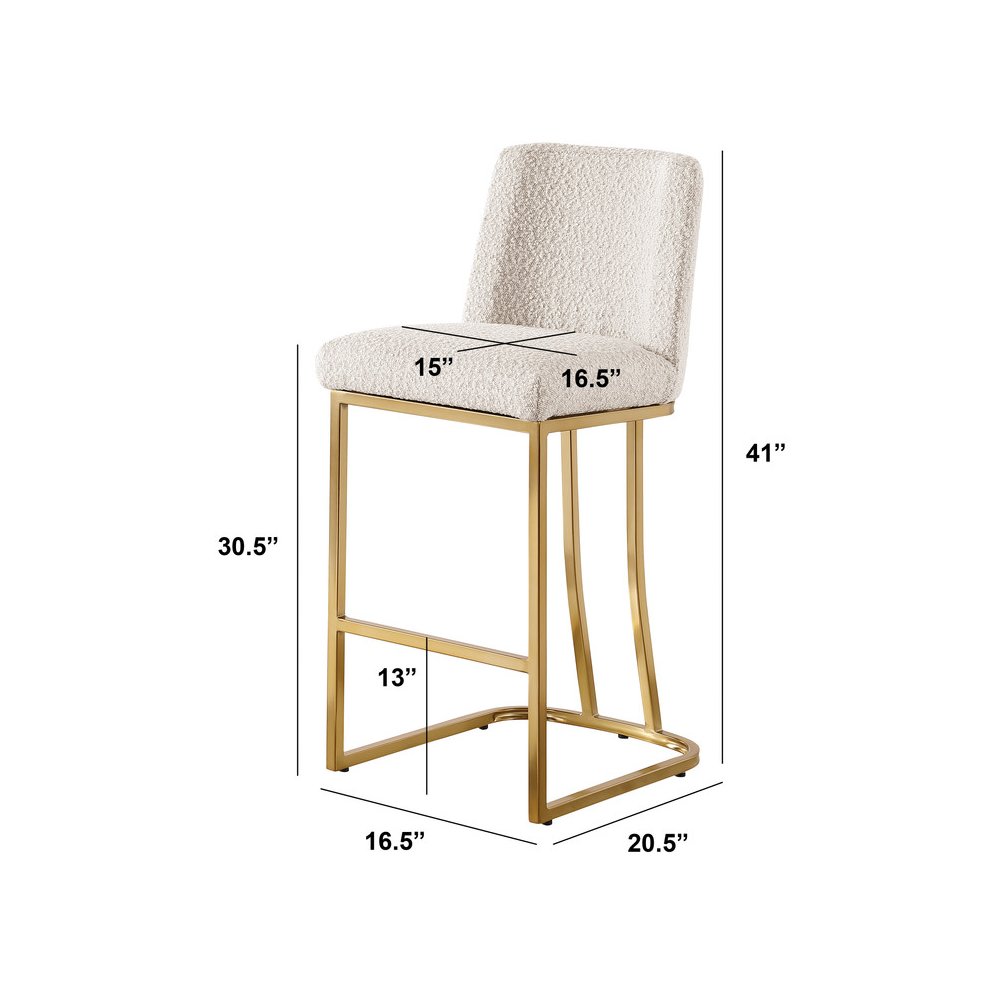 Cream With Gold Base Barstools, Set Of 2